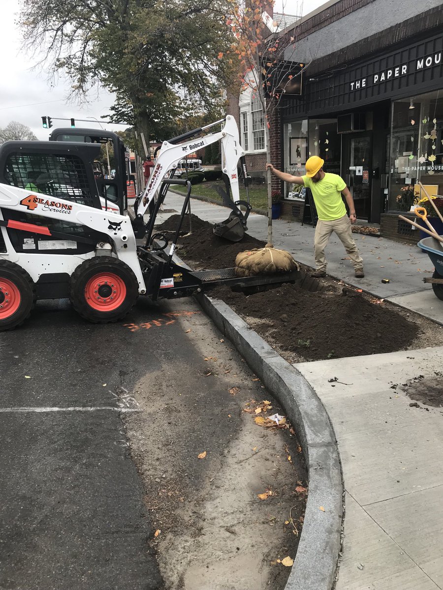 DpwNewton's tweet photo. West Newton tree planting continues today! #2020ConstructionSeason https://t.co/krbg6s109M