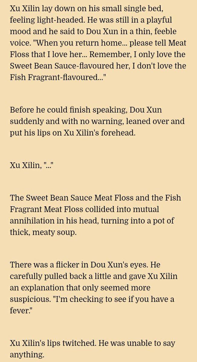 "I& #39;m checking to see if you have a fever." DOU XUN................ [screeches]
