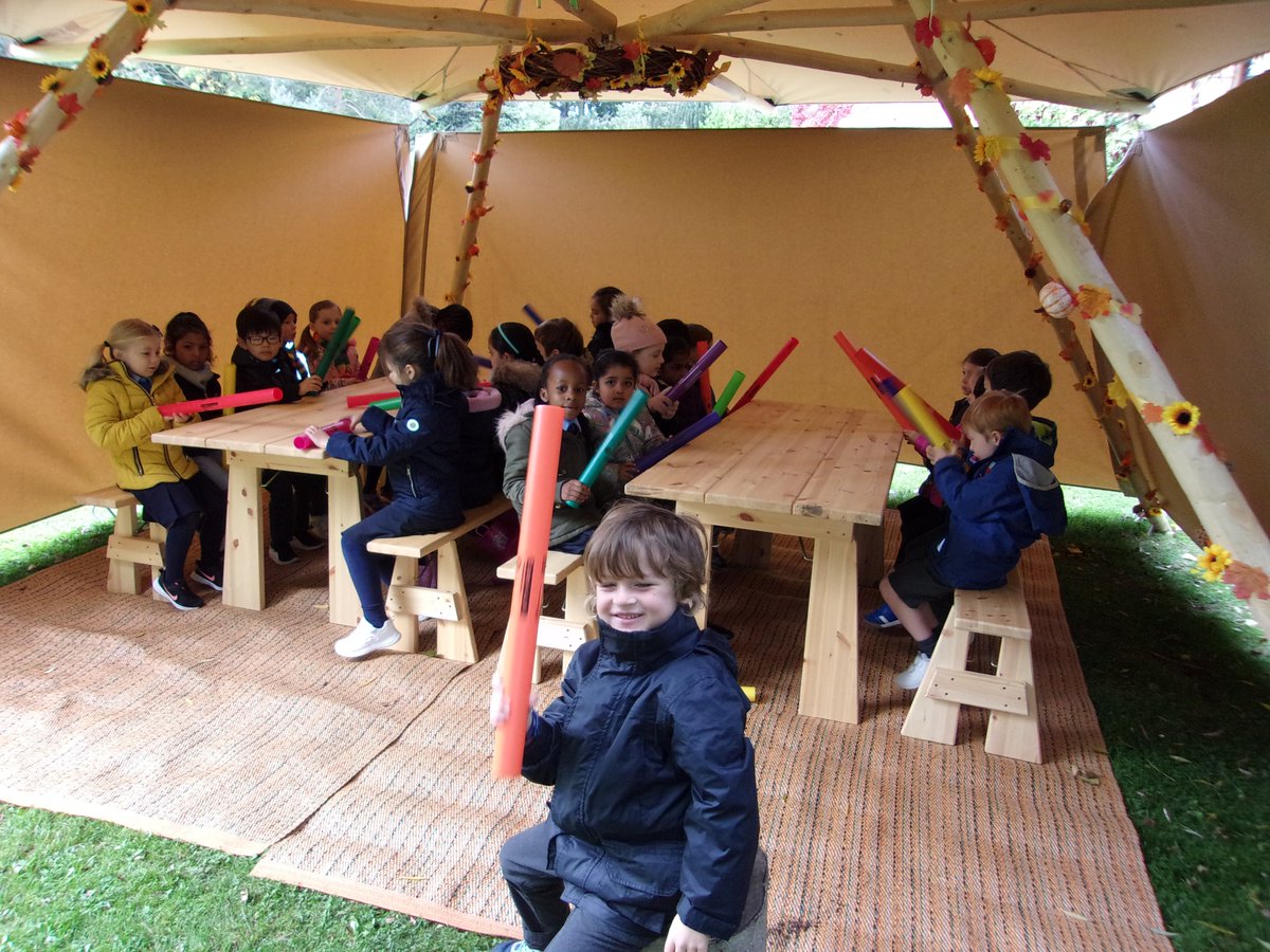 Year 1 are first in, Boomwhackers at the ready!