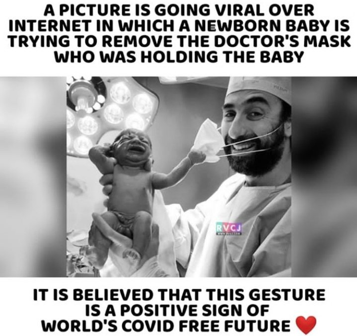 ChincholePrachi's tweet photo. Beautiful sign given by the new born baby. The sign of "we are going to take of our mask very soon" ......... #covid19freeworld https://t.co/KpVcHk6Frh