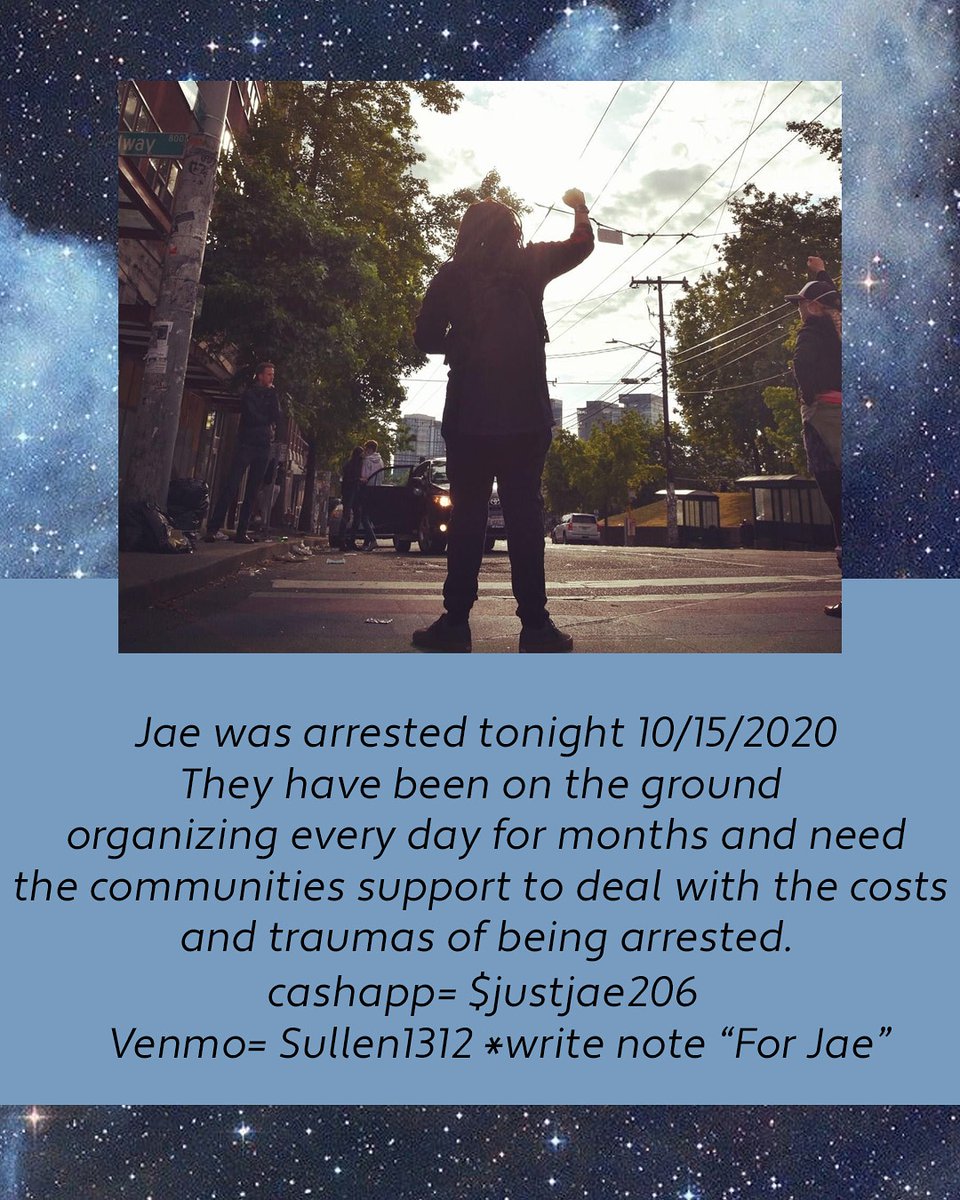 Help a comrade who has been on the ground organizing everyday for months! 

Cash app: $justjae206
Venmo: @Sullen1312 *write note “For Jae”
#seattleprotest #seattleprotests #seattleprotestcomms #seattleprotestaid