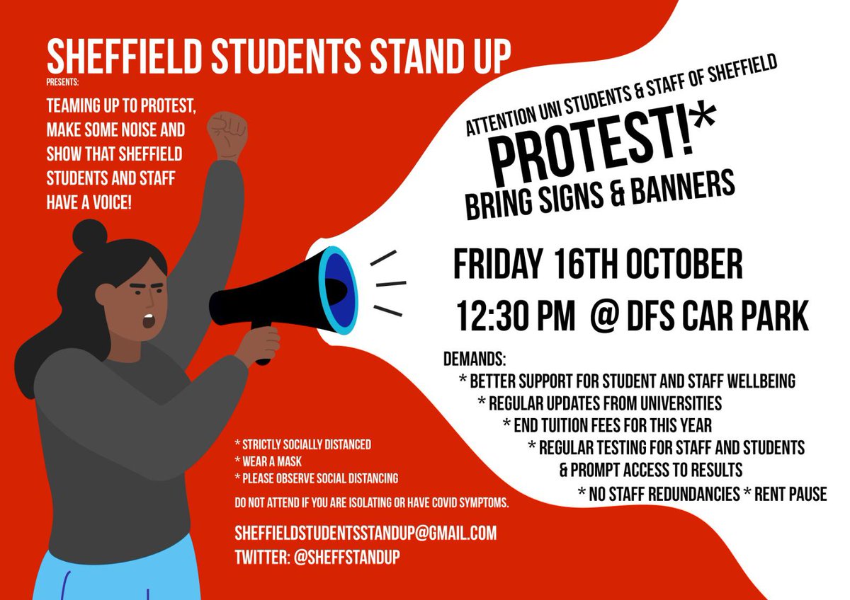📢PROTEST TODAY📢
A socially distanced and covid19 safe way to SHOUT
#HealthBeforeProfit
#SheffieldStandUp

facebook.com/events/1289764…
don't forget your masks 😷