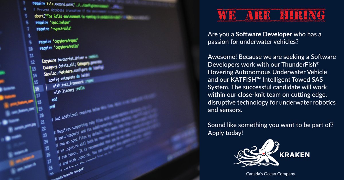 ⚠️ We are Hiring! ⚠️

We are currently looking for a Software Developer to join our amazing team! Please apply via our website:

krakenrobotics.com/about/careers/

Only resumes submitted via our website will be accepted and reviewed.