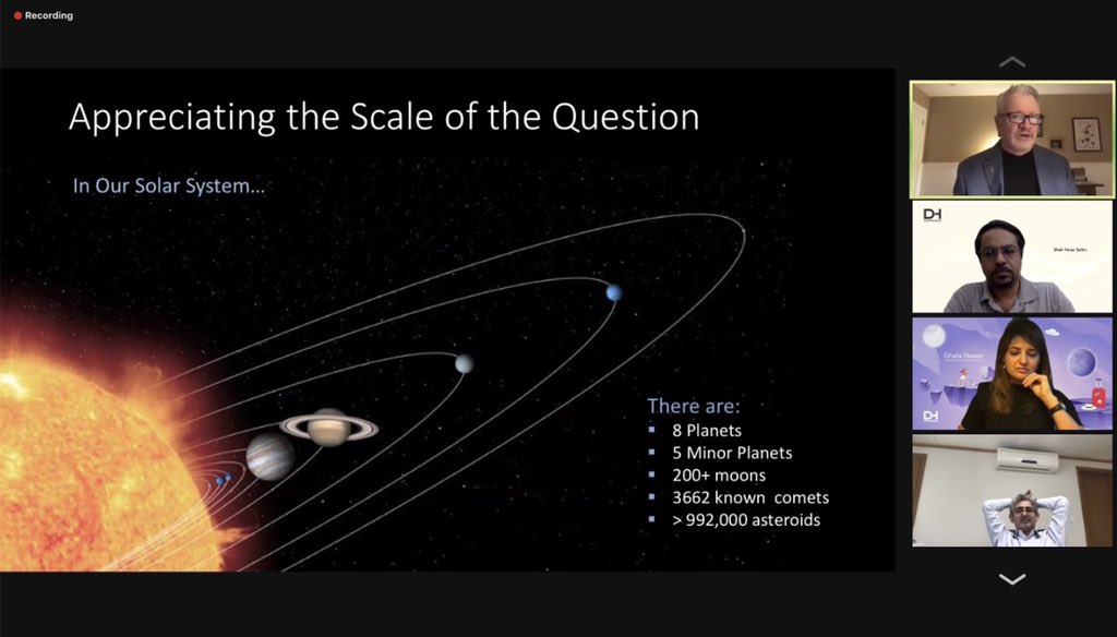 DH_Corp's tweet photo. Thank you Bill Diamond, President &amp; CEO of @SETIInstitute,for a fascinating learning session on “Are we alone in the Universe.”It challenges our intellectual curiosity to discover &amp; understand the possibilities of life beyond Earth. We are mesmerised &amp; curious to learn more. https://t.co/HeRbnX4rkr