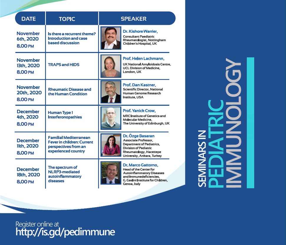 Seminars in #PediatricImmunology - an online educational series by luminaries on #PrimaryImmunodeficiency disorders. 
Register online at is.gd/pedimmune
Please share in your networks.