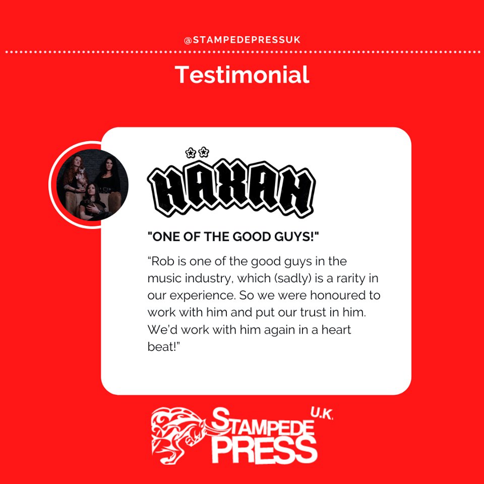 Testimonial Tuesday! <a href="/HaxanBand/">Häxan</a> 🙏

stampedepress.co.uk/testimonials/

#StampedePRMusic #HaxanStampede #TestimonialTuesday <a href="/Rob_Stampede/">Rob Stampede</a> #Häxan #WhiteNoise