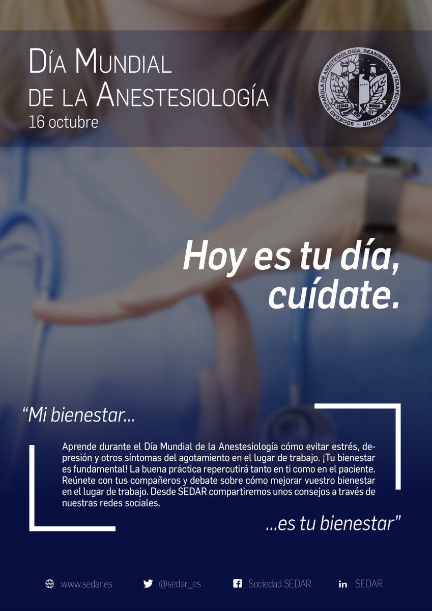 sedar_es's tweet photo. Os compartimos el cartel que hemos hecho por el #DíaDelAnestesiólogo a #FullResolution Por si gustáis compartirlo ☺️☺️🙌 https://t.co/UDLIyOcxGo