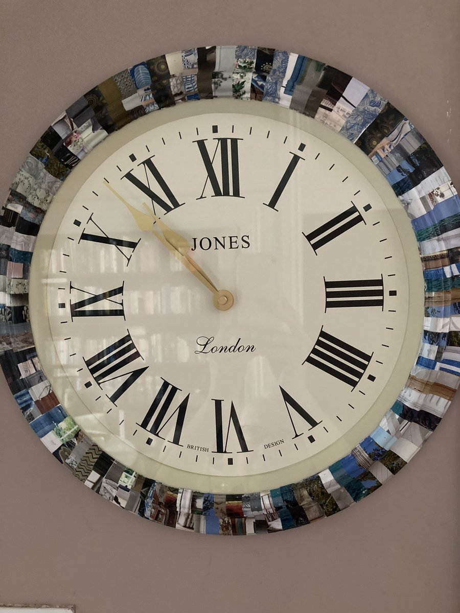 YasminChopin's tweet photo. @SJ_Watson Rescued a cheap plastic clock and made it pretty. It's on my wall now and I can see it from my desk! #momentsofpleasure https://t.co/Tu86s0RXFA