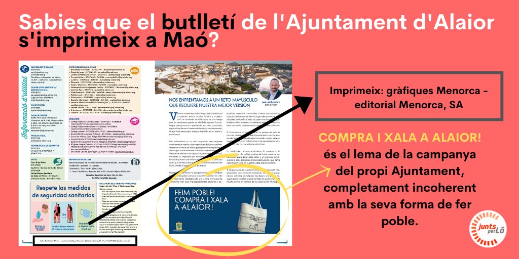 juntsperlo's tweet image. ➡️ Deixant de banda la manca d'objectivitat informativa i que es tracta d'un pamflet propagandístic...

😓 Una pena que ni el propi equip de govern es cregui la seva campanya. Quasi 7.000€ anuals per posar-se les medalles gastats fora d'Alaior.