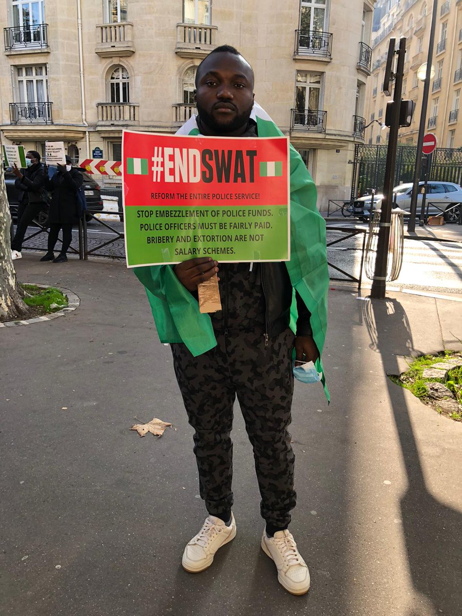 SaharaReporters's tweet photo. BREAKING: Nigerians In France Join #EndSARS Protest, Ask @MBuhari, IGP To Resign | Sahara Reporters https://t.co/zUG71Y4Go2
#EndSWAT https://t.co/5y9u88m0In