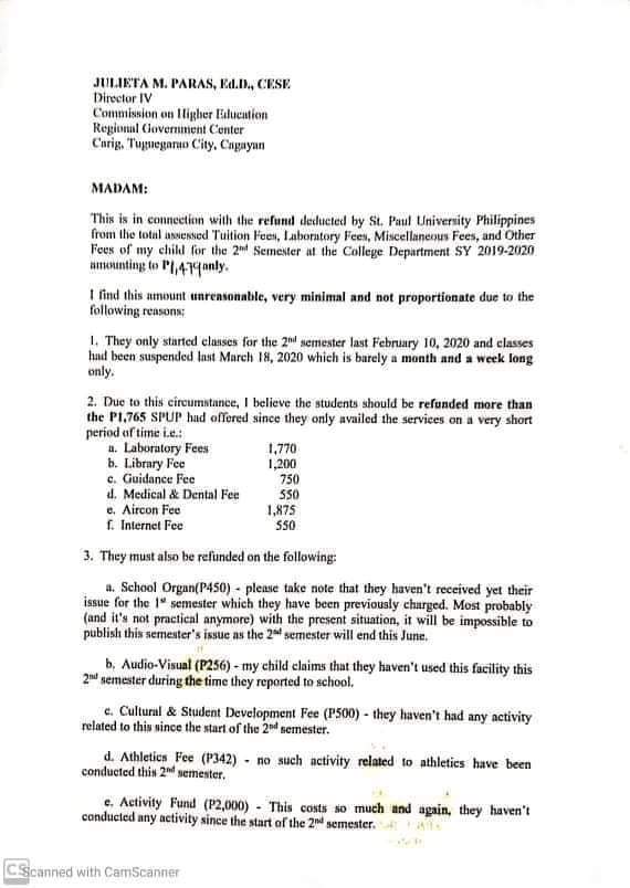 Early suspension of classes in March 2020 due to COVID19 prompted students and parents to ask for a refund of school fees.