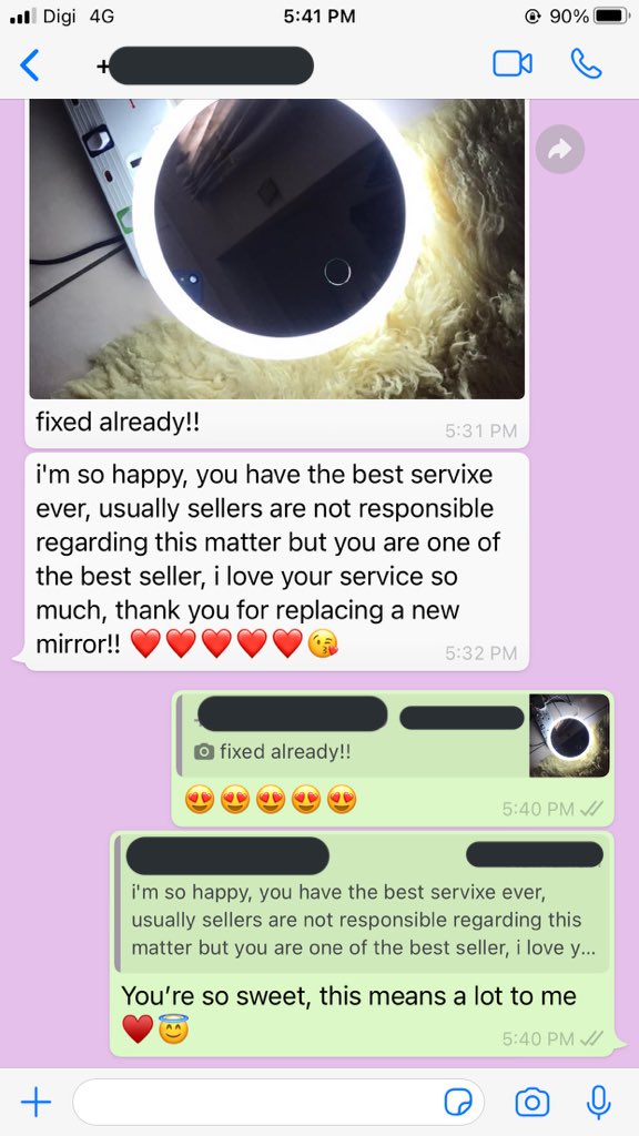 bootifulblooms's tweet photo. On Monday, she received the Led Mirror. And few days later she texted me saying that her mirror dah pecah.
As a responsible seller, I replaced it with a new one asap
And today, she received the new spare mirror! And I’m so happy to see the review 😭😭😭💘💘
#BootifulFEEDBACK https://t.co/435OWXGXsL