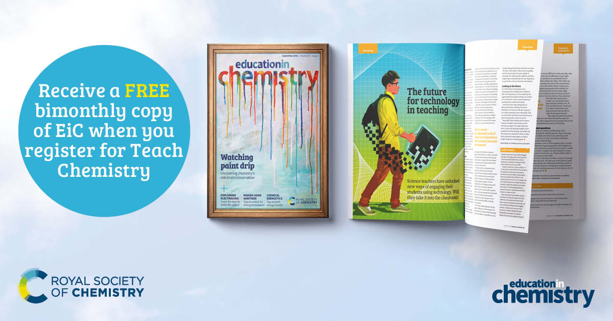 RSC_EiC's tweet photo. Register for Teach Chemistry &amp; receive a copy of Education in Chemistry magazine delivered to your school. Discover the resources &amp; online support that is available through becoming a Teach Chemistry member. 

Register for free: https://t.co/GEP32BonMH 
#RSCTeachChemistry https://t.co/CKpaHkTCf7