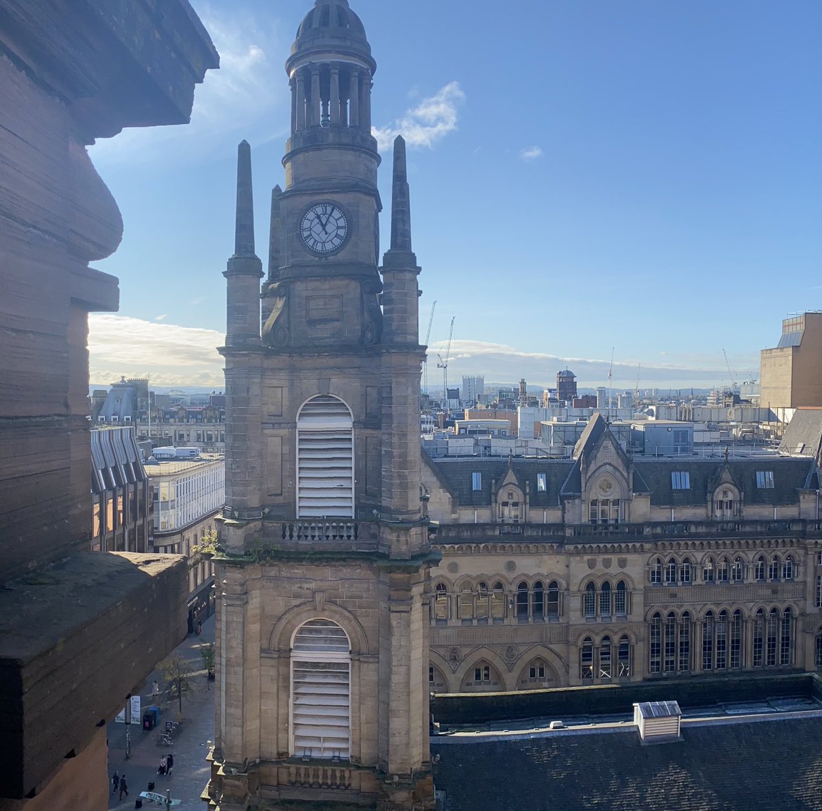 11am Friday and looking west across the roof tops of Glasgow and St George’s Tron from the top floor of Chaophraya Glasgow.  Oddly quiet here right now in lockdown and we can’t wait to open again. 🇹🇭🙏🏻