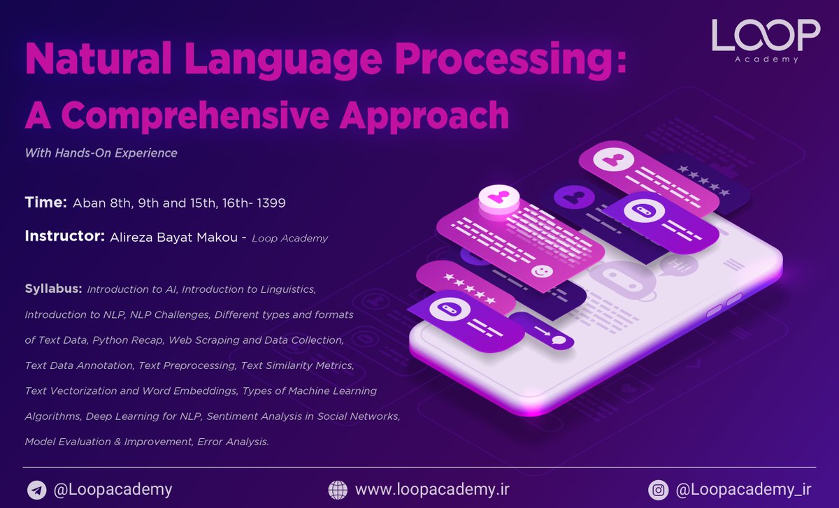 A_H_Hadian's tweet photo. Very useful workshop on NLP by @loopacademy_ir
#NLP #LoopAcademy https://t.co/5OtI1q4eng