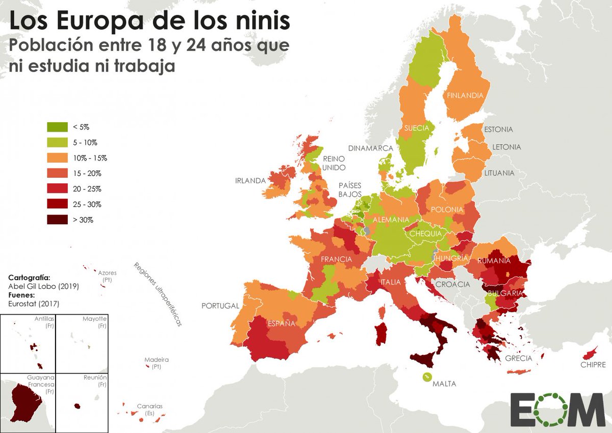 elOrdenMundial's tweet photo. 🇪🇸Este mapa sobre la población española que se encuentra en riesgo de pobreza y/o exclusión social de @Statista_ES se complementa muy bien con estos tres mapas que hicimos en EOM. Muy útil para entender el desafío al que se enfrenta el país del sur de Europa. https://t.co/wVcCp8NJde