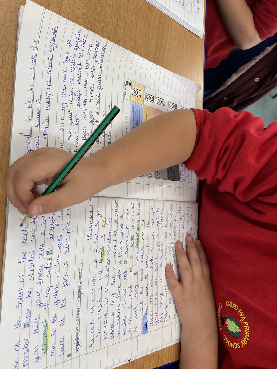 CoedEvaYear5's tweet photo. Year 5 evaluating their diary entries #LiteracyMatters https://t.co/OkX81VrlUz