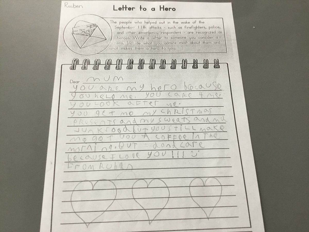 PamDawkins4's tweet photo. #WOWWeek Some amazing writing from some of our Group 6 pupils. A letter to their very own Superhero. #JNAvalues #Amazingwork @JosephNorton001 https://t.co/Y2nS2OtN46