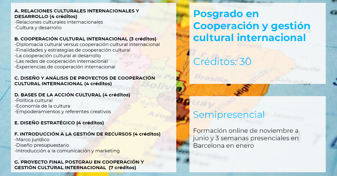 gculturalUB's tweet photo. PROGRAMA GESTIÓN CULTURAL 📢
Matricula hasta el 30 de octubre

-M. en Gestión de instituciones y empresas culturales
-P. Cooperación y gestión cultural internacional
-P. Producción y gestión de espectáculos y festivales
-P. Diseño de proyectos culturales 

https://t.co/2soCBXuiUT https://t.co/5w3KzK0lBm