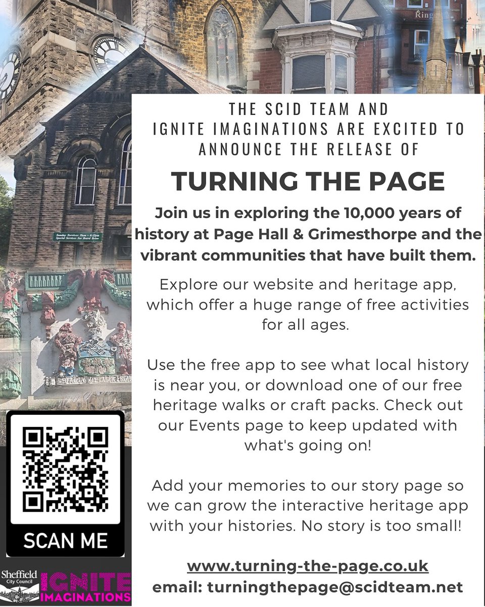 Live in #firthpark or #grimesthorpe well why not Check out Turning the Page a #communityheritage project which explores the last 10,000 yrs of #History. There are loads of #free #activities to do & a heritage map app which shows you what history is near you & let you add more!