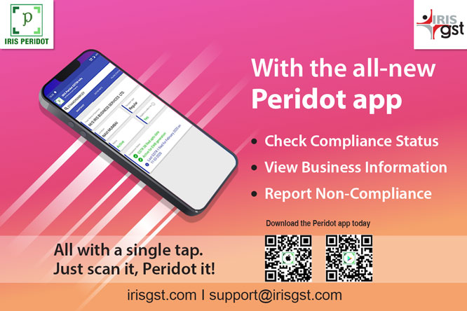 iris_peridot's tweet photo. Want to have transparency in your business? Want to ethically deal with your suppliers and vendors?
Download the #Peridot App for free today and never worry about #Tax frauds!
Details: https://t.co/rgKHraakvL
#gst #justperidotit #irisgst #gstreturn #gststatus #gstupdates https://t.co/5f897Hq3tL