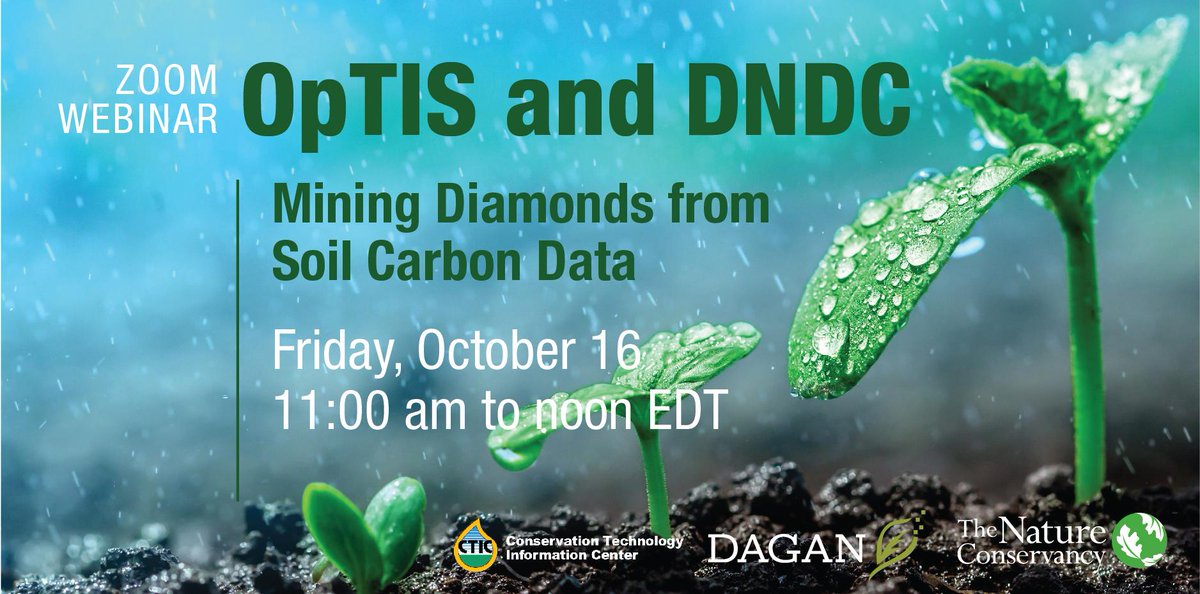 NatureAg's tweet image. TODAY at 11 am ET join us for a 1-hour webinar on using #OpTISdata and the DNDC model to estimate the impact of conservation ag practices on environmental outcomes. Register: bit.ly/OpTIS-DNDC
