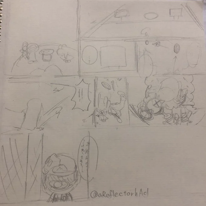 漫画途中経過撮影したやつ
どうしても最後で悩んでしまった
リーフボートから落ちるところもうちょっとうまく描きたかった…
枠線は最初からサイズ考えて引いておけw
アップとか角度気になるところしか細かく描いてないような 
