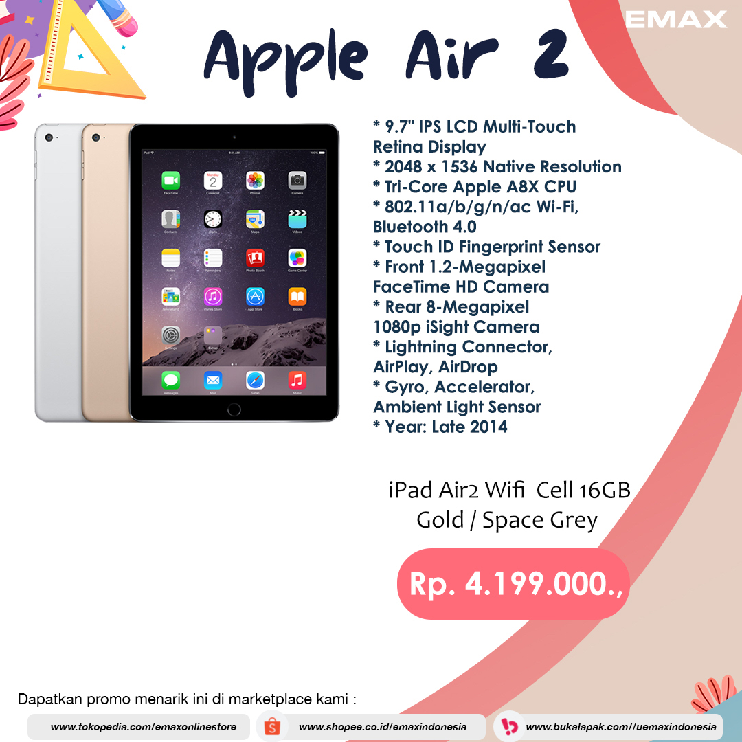PROMO IPAD AIR
Tetap produktif selama Pandemi
Pesan SEKARANG juga sebelum kehabisan ya👉
bit.ly/3j3D5Ay
* Yuk pesan sekarang di Emax Store Tokopedia, Shopee dan Bukalapak
 #emax #applestore #produktif #sekolahdirumah #wfh #school
#belanjaonline #promo #SALE