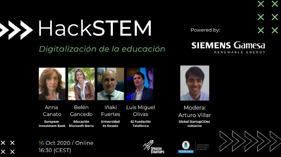 La_UPM's tweet image. Esta tarde, la digitalización y la modernización de la educación son las protagonistas de las mesas redondas, VIRTUALES de  #hackstem. ¡Inscríbete!  upm.es/e-politecnica/… @SiemensGamesaES  @spanishstartup_ #somosUPM #nosoloingenieria