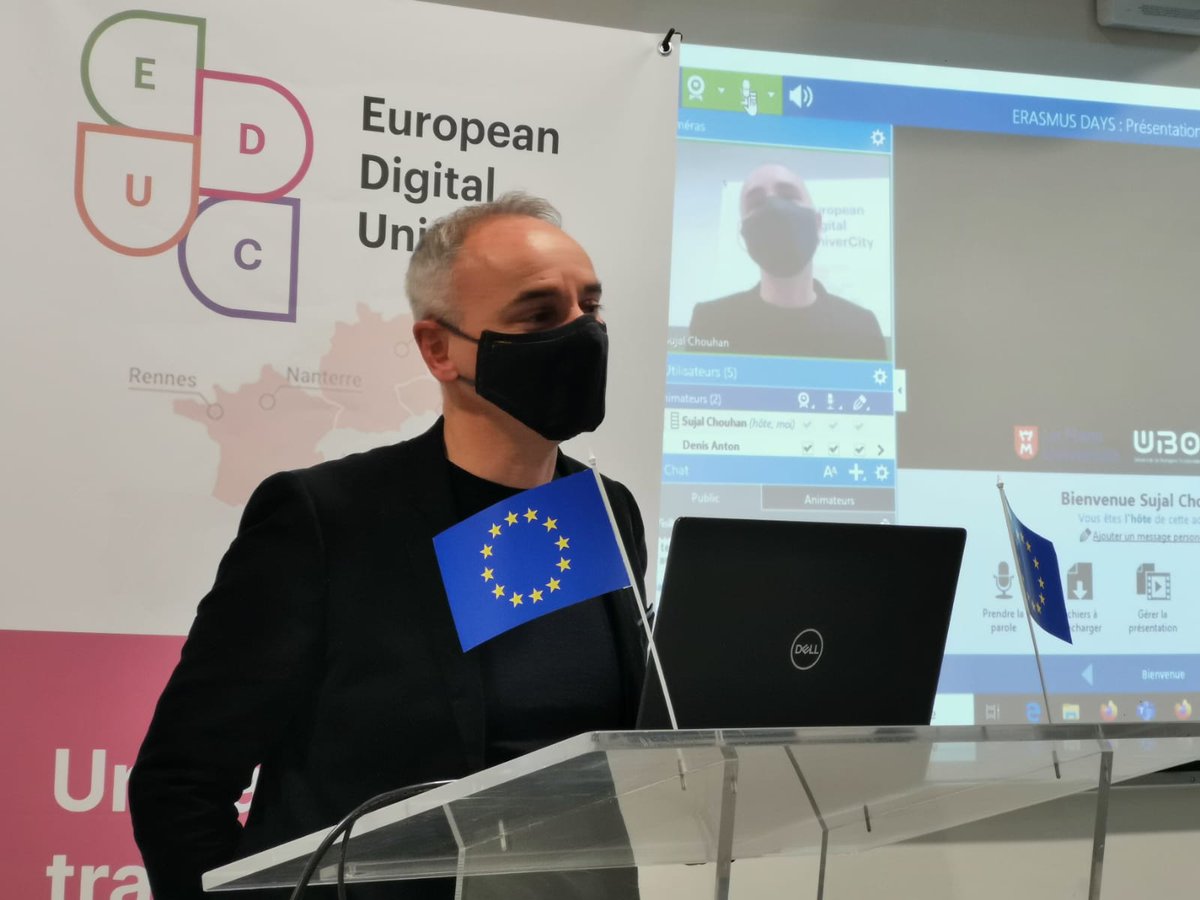RennesUniv_EN's tweet photo. #ErasmusDays2020 presentation about @EDUCUniverCity alliance &amp; of the special EDUC transciplinary gap year, broadcasted online! Congrats to Bahia, @UnivRennes1 student who won the 1st prize at our #Klaxoon quiz and receives an @Interrail pass to travel accross Europe!🏆🇪🇺 https://t.co/Uc7jBBU2P7
