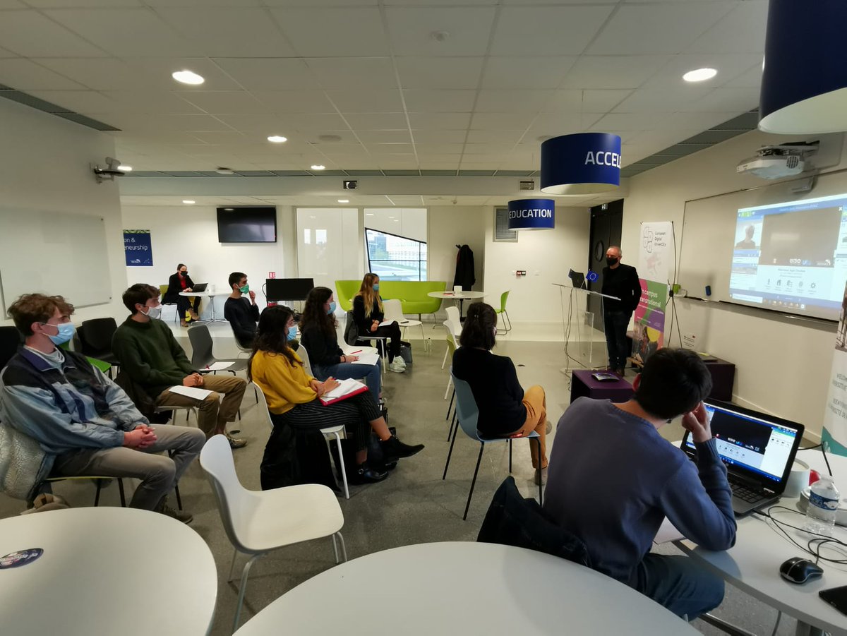 RennesUniv_EN's tweet photo. #ErasmusDays2020 presentation about @EDUCUniverCity alliance &amp; of the special EDUC transciplinary gap year, broadcasted online! Congrats to Bahia, @UnivRennes1 student who won the 1st prize at our #Klaxoon quiz and receives an @Interrail pass to travel accross Europe!🏆🇪🇺 https://t.co/Uc7jBBU2P7
