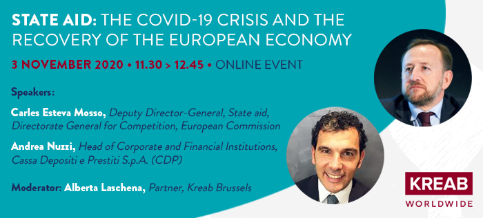 KreabEU's tweet photo. Registrations now open for #webinar 'State aid: the #COVID-19 Crisis and the recovery of the European economy' https://t.co/o5Zj3lgZD1