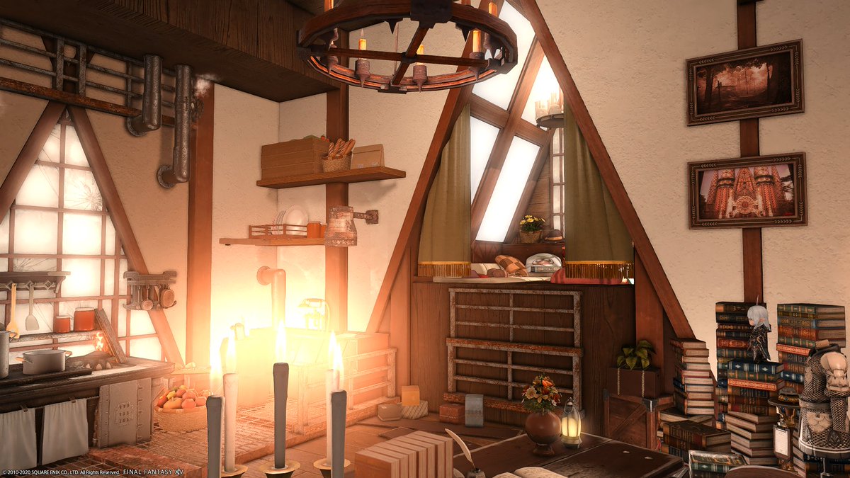 Tantan 聖鯖 骸蝶さん Haidie0721 の Medieval Europe へお邪魔しました 冬が来る事を予感させる中世ヨーロッパ風の内装が暖かい 絵本の世界に出てきそう 新家具の斜めラインや間に埋められた本棚にベッドルーム 蝋燭を乗せた天井ランプや