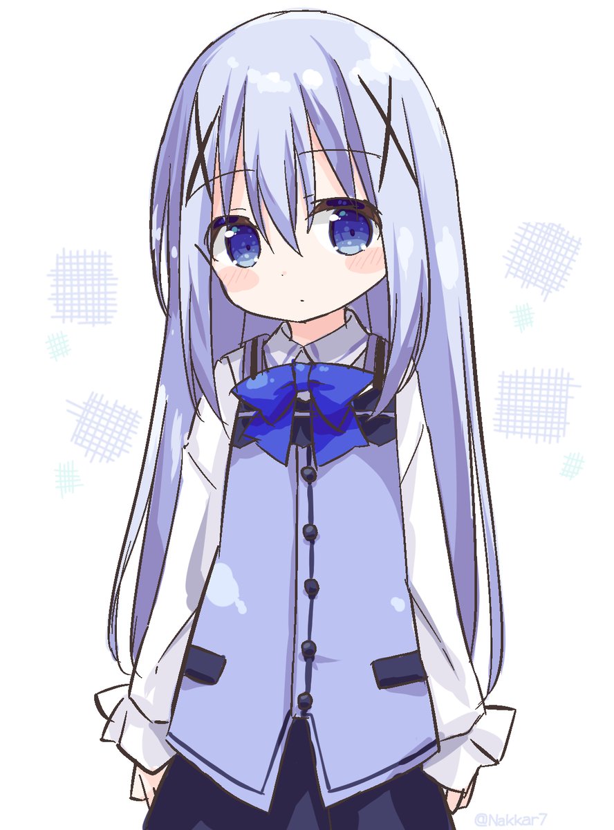 kafuu chino 1girl solo long hair skirt blue eyes shirt x hair ornament  illustration images