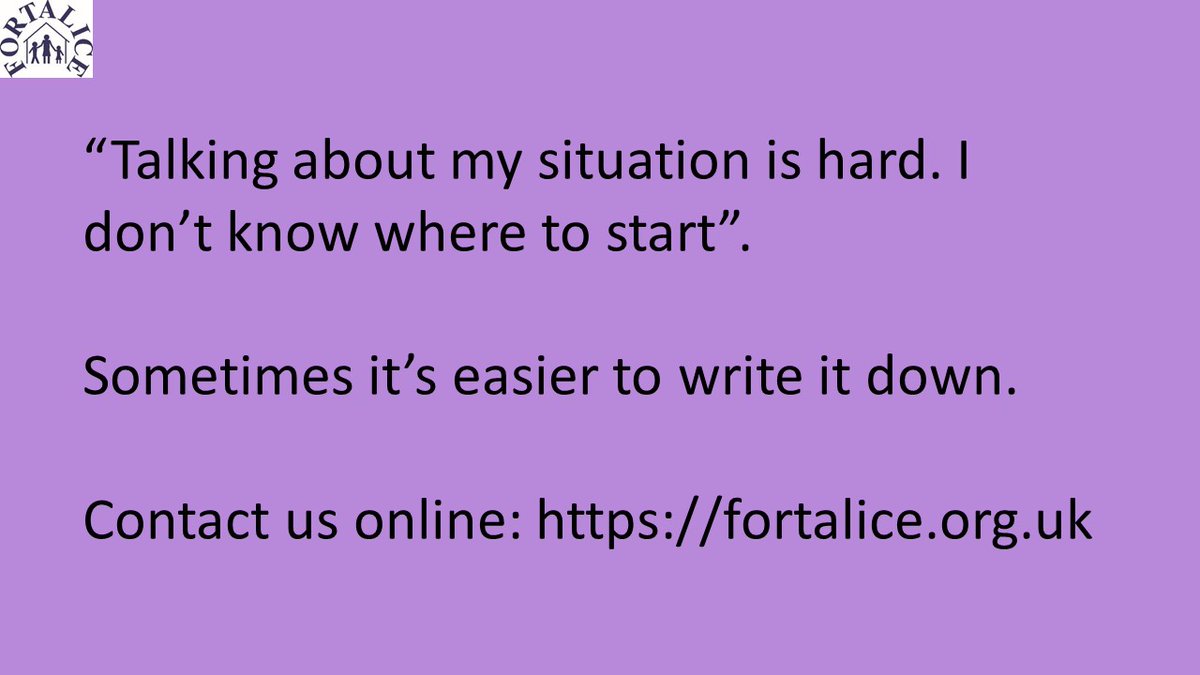 We know that taking the first step to ending domestic violence can be really hard. Sometimes it's easier to write it down. 

Our webchat service is open right now. Contact us 12.30-2.30pm
fortalice.org.uk

<a href="/boltoncouncil/">Bolton Council</a> <a href="/FamilyBolton/">The Bolton Family Social Value Partnership</a> <a href="/BoltonCVS/">Bolton CVS</a>