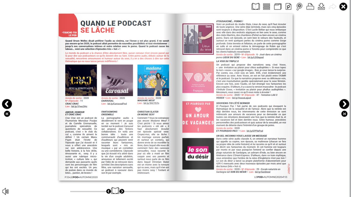 ET POURQUOI PAS ! - le podcast sexy entre copains (@etpquoipas) on Twitter photo #ALire |
@Lepod_fr vient de sortir son nouveau numéro et on y fait un coucou à Et Pourquoi Pas! Merci @JustineSouque et <a href="/PhilippeChapot/">Chapot Philippe</a> ! Et coucou à Crac-Crac <a href="/Monsieur_Poulpe/">Monsieur Poulpe</a> <a href="/Cest_Camille/">Camille</a> <a href="/earousaloficial/">Earousal</a> notre copine <a href="/madame_meuf/">Madame Meuf</a> <a href="/Slatefrpodcasts/">SlatefrPodcasts</a> <a href="/voxxx_audio/">voxxx</a> et <a href="/leSonDuDesir/">le Son du Désir</a> #ALire |
@Lepod_fr vient de sortir son nouveau numéro et on y fait un coucou à Et Pourquoi Pas! Merci @JustineSouque et <a href="/PhilippeChapot/">Chapot Philippe</a> ! Et coucou à Crac-Crac <a href="/Monsieur_Poulpe/">Monsieur Poulpe</a> <a href="/Cest_Camille/">Camille</a> <a href="/earousaloficial/">Earousal</a> notre copine <a href="/madame_meuf/">Madame Meuf</a> <a href="/Slatefrpodcasts/">SlatefrPodcasts</a> <a href="/voxxx_audio/">voxxx</a> et <a href="/leSonDuDesir/">le Son du Désir</a>