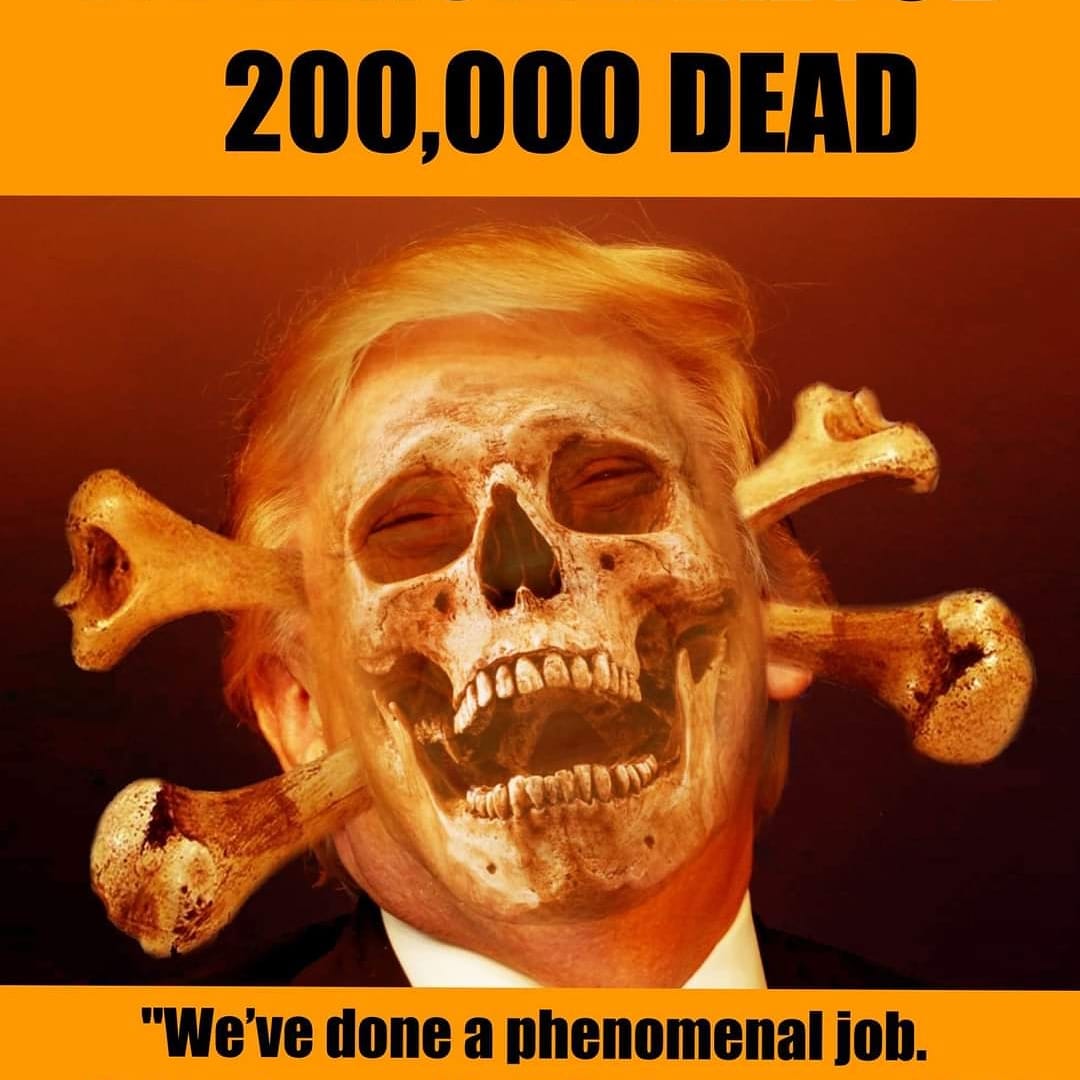 JayCuse96's tweet photo. @realDonaldTrump The Red Wave is CHAOS.  The Red Wave is Domestic Terrorism.  The Red Wave is wicked, ignorant, and fascist.  The Red Wave is death.... 220,000 dead from Trump's stupidity. https://t.co/STobBre0LX