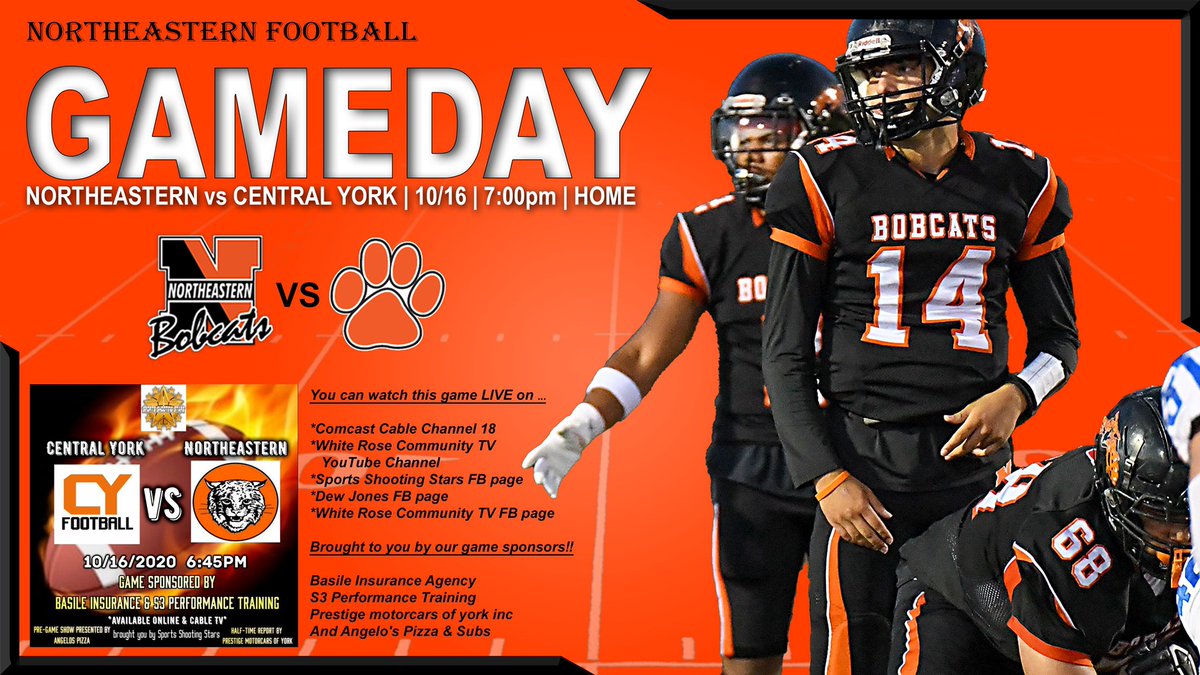 🚨𝐁𝐚𝐜𝐤𝐲𝐚𝐫𝐝 𝐁𝐫𝐚𝐰𝐥 𝐅𝐫𝐢𝐝𝐚𝐲🎤 🎥 📺
<a href="/NESD/">Northeastern Bobcats</a> FOOTBALL 𝗚𝗔𝗠𝗘𝗗𝗔𝗬 | #bobcatproud
Fri 10/16 | Kickoff 7pm
Northeastern vs Central York
Ticket Holders Only | #sportsshootingstars #supportTheYouth
#Share #backyardbrawl🔥🔥🔥
<a href="/NEHS_FB/">NE FOOTBALL TEAM</a> <a href="/centralyorksd/">Central York School District</a>