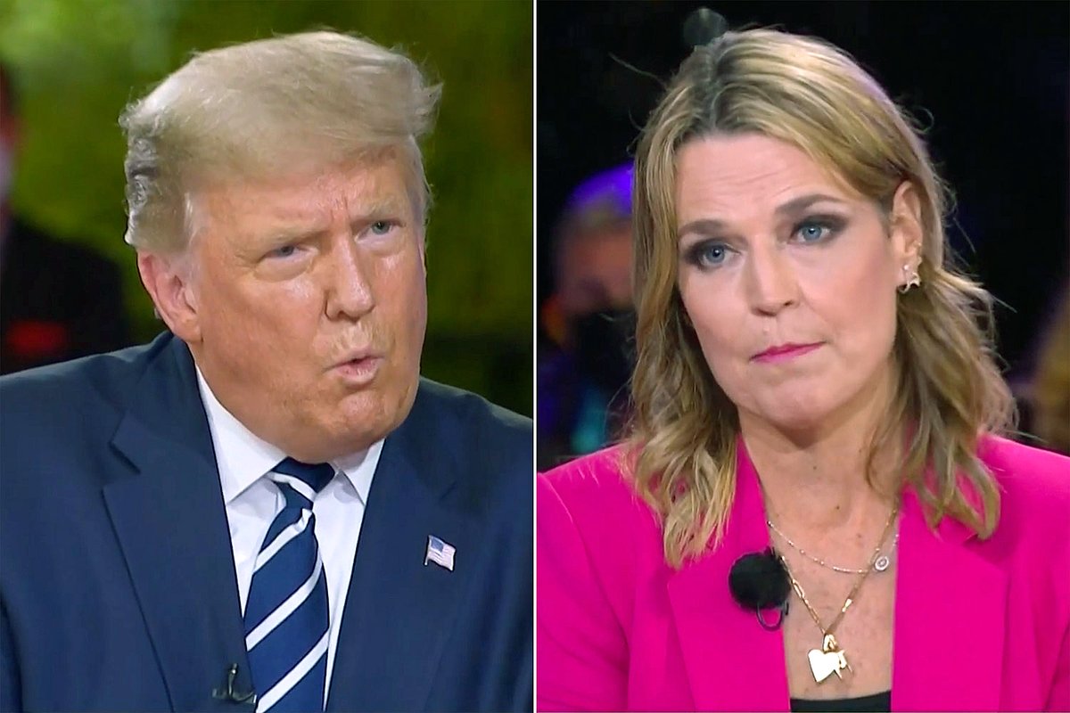 DFBHarvard's tweet image. RETWEET If you believe Savannah Guthrie tried a hatchet job on President Trump last night!