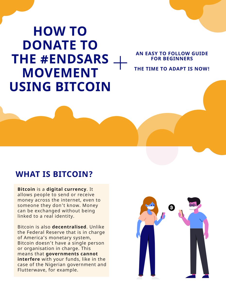 #ENDSARS (@DAMIKNOWSBEST) on Twitter photo 2020-10-21 19:13:41 I made an easy-to-follow infographic on how to donate to the #EndSARS movement using Bitcoin in light of the Central Bank of Nigeria blocking donations within Nigeria. Please RT and Share for awareness ❤️🇳🇬 #EndSARS #EndSWAT #Bitcoin I made an easy-to-follow infographic on how to donate to the #EndSARS movement using Bitcoin in light of the Central Bank of Nigeria blocking donations within Nigeria. Please RT and Share for awareness ❤️🇳🇬 #EndSARS #EndSWAT #Bitcoin