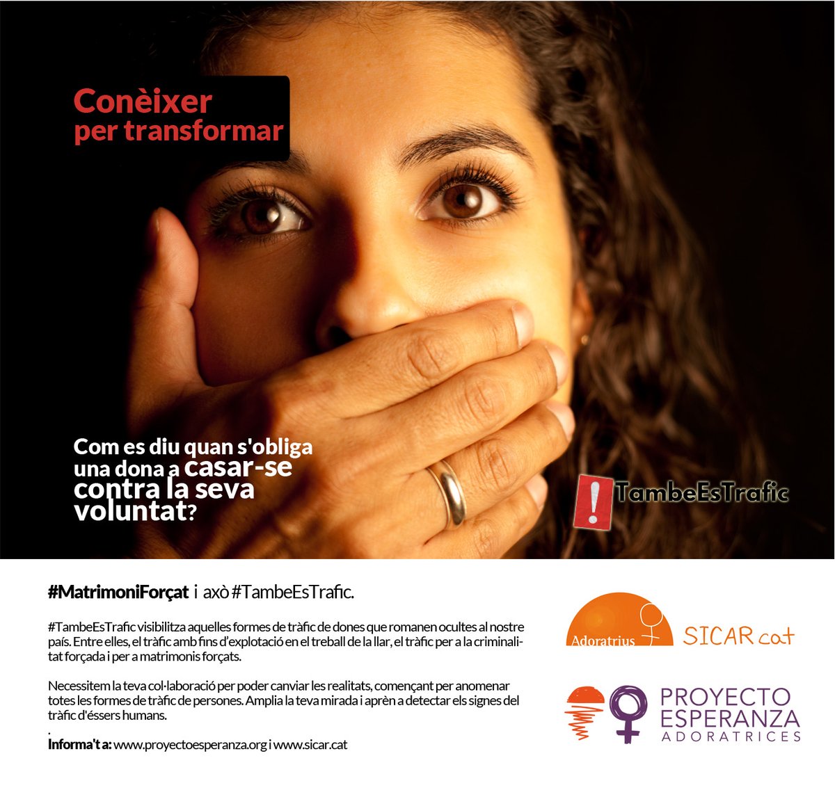 wwwsicarcat's tweet photo. #Bondia en el #DiaEurpeucontraTraficdePersones recupera el testimoni de na Naima i na Malika, #supervivents de #tràficessershumans per a #matrimonisforçats #contraelsmatrimonisforçats #novull
https://t.co/S59B8B8vVy https://t.co/wErVdhgOal