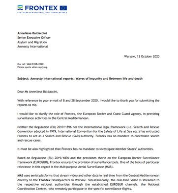 Great that  @Frontex publicly responded to our reports about their cooperation with Libya. However, unfortunately the letter we received doesn't really address our key concerns. Thread 1/ https://frontex.europa.eu/media-centre/news-release/frontex-responds-to-amnesty-international-organisation-s-report-1Ond3h