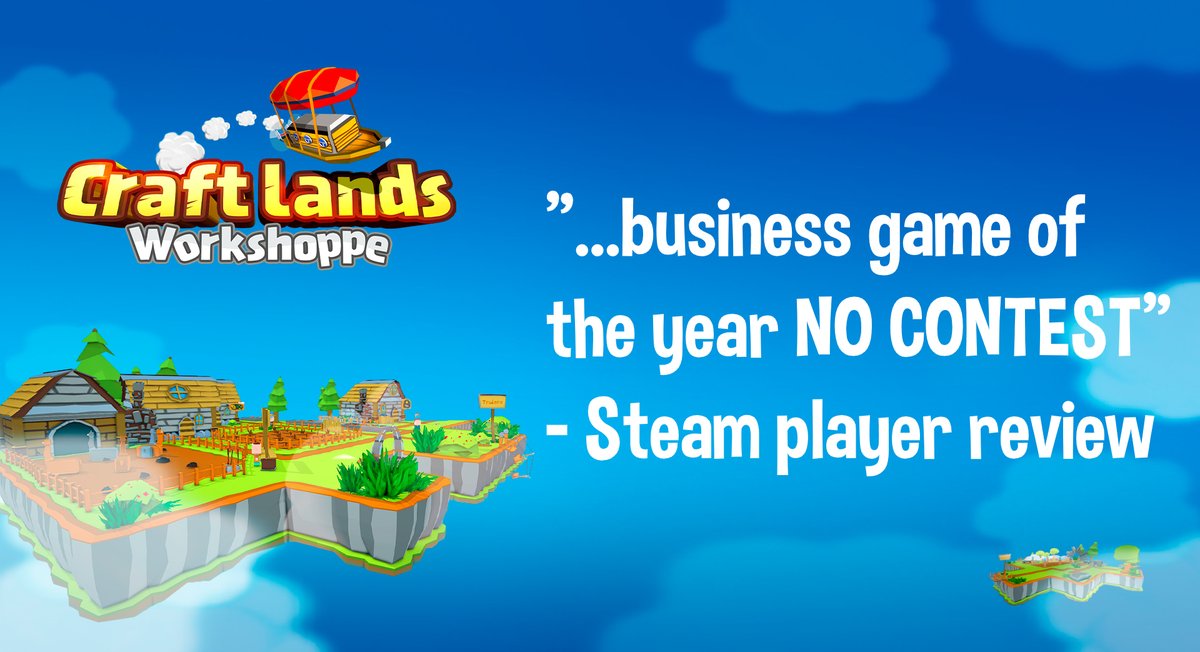 Have you tried #CraftlandsWorkshoppe yet? 

There's still time to take advantage of the 30% launch discount: store.steampowered.com/app/1197820

#GameDev #IndieDev #CraftlandsWorkshoppeGame #Unity3D #MadeWithUnity