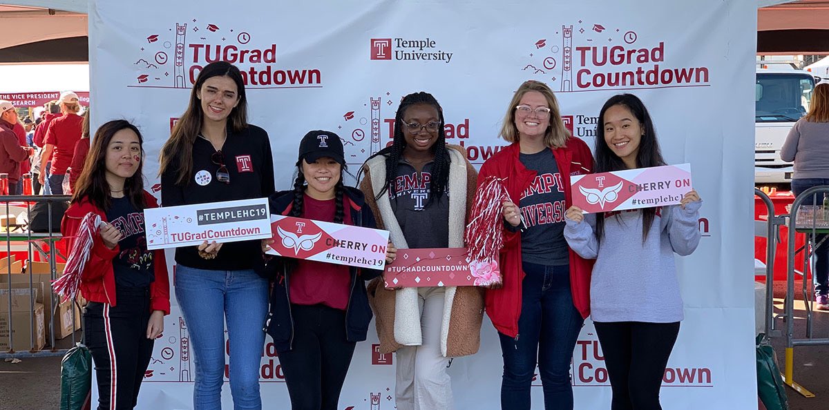 TUStudentAlumni's tweet photo. Since we can't go to a tailgate we decided to bring the tailgate to you! Tomorrow, join TUSAA and other Temple Owls for the #tugradcountdown pregame before kickoff at noon. Bring your gameday signs and wear your Temple gear for a chance to win Temple swag! Register now!!! https://t.co/VF8wa1z9s6