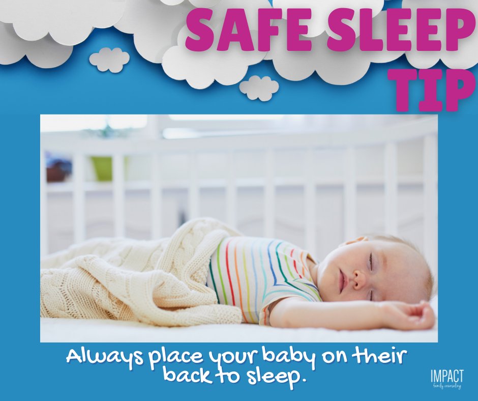 Safe Sleep Tip #1: The back sleep position carries the lowest risk of SIDS and is recommended for all babies, including preterm babies, until they are 1 year old. For more info visit: bit.ly/2AO7I9J)