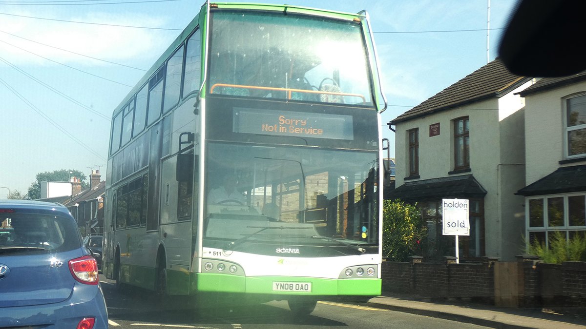 WillsBusSpot's tweet image. Stephensons of Essex Scania N230UD Optare Olympus 511 YN08 OAO seen here out of Service heading into Maldon on Tuesday the 15th of September 2020. New to Centrebus in 2008 and passed to Stephensons of Essex in 2013.