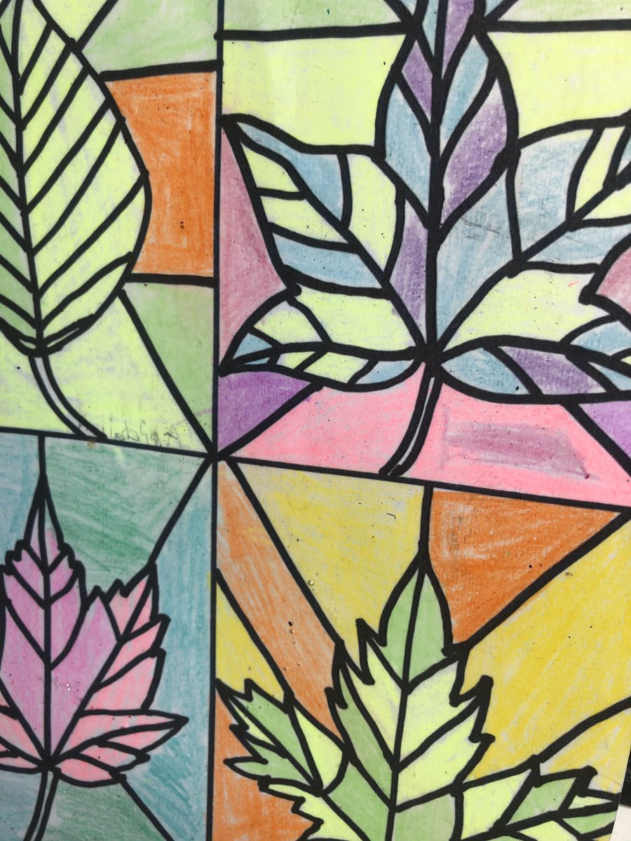 The sun shining on our Stained Glass Leaves this afternoon. #autumnart