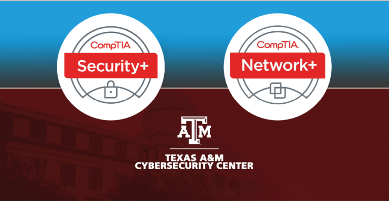 The Texas A&amp;M Cybersecurity Center, a CompTIA Academy, partnering with Dion Training, now offers Security+ &amp; Network+ certification courses!
Build your Cybersecurity skills portfolio, improve your knowledge and make yourself competitive in the job market! 
ow.ly/H2WI50BTTvu