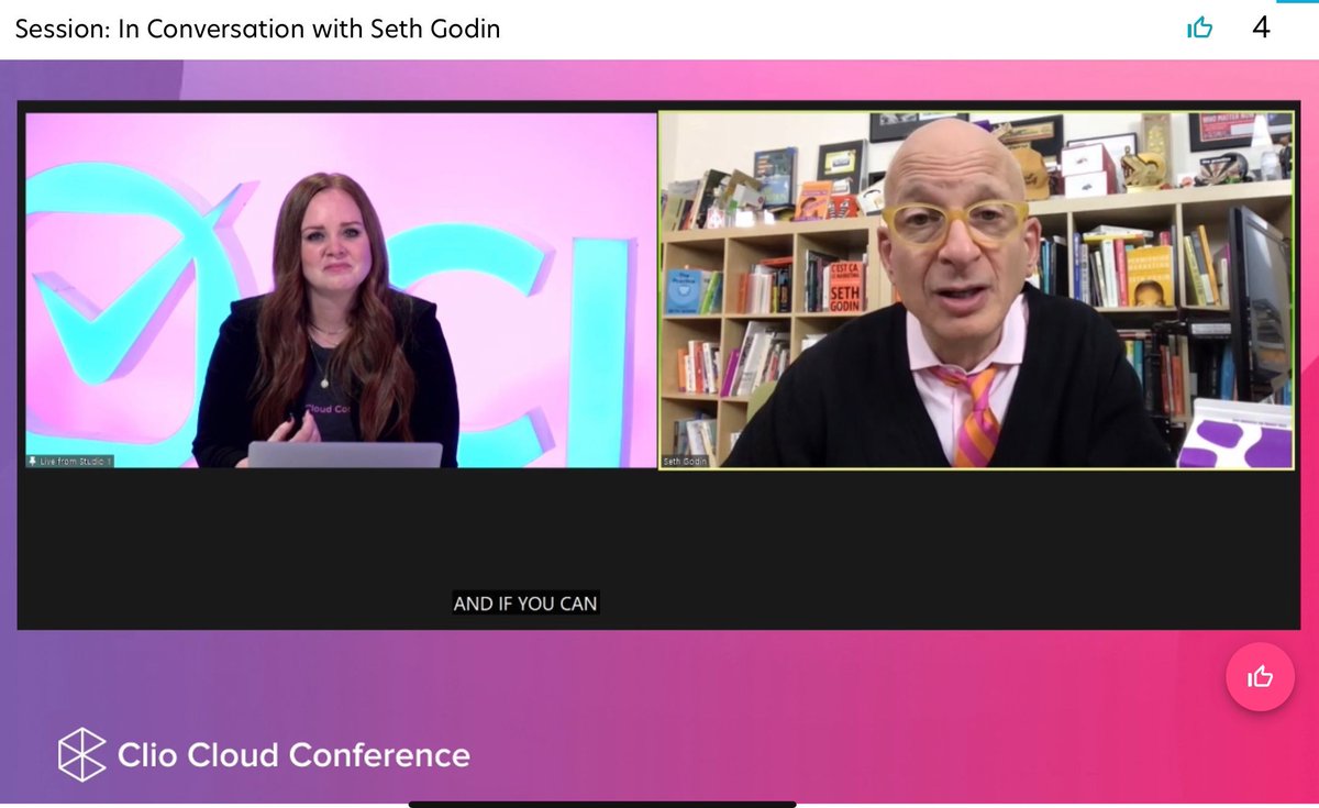 Stop getting hung on numbers and social media shares. Start caring about what you are doing. Every podcast starts with ten listeners and every blog starts with a couple readers. - Seth Godin in q &amp; a, w/Clio VP of Marketing, <a href="/ReaganAttle/">Reagan Attle</a> #ClioCloud9