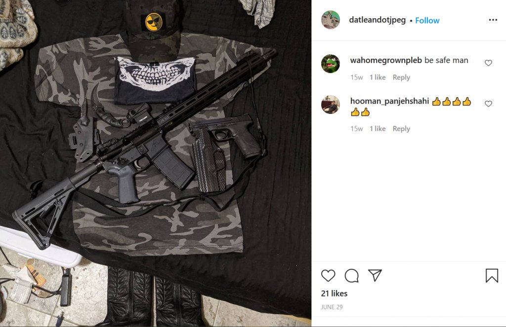 Bryan Reza also regularly posts photos of his firearms